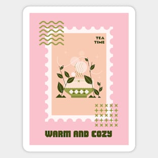 Tea Time Tea Lover Tea Party Stamp Stamps Magnet